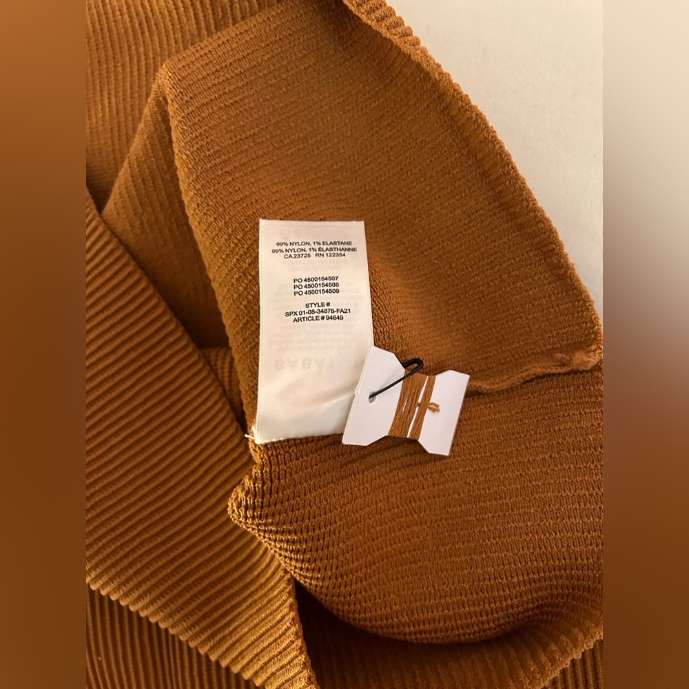 NWT Aritzia Babaton Ribbed Sculpt Knit Mini Dress Dark Mustard Sz S $110 - Picture 6 of 6